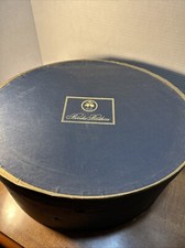 Vintage Brooks Brothers Hat Box Oval Navy Blue And Gold
