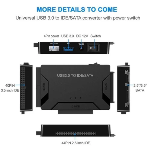 Zilkee Ultra Recovery Converter USB3.0 to SATA/IDE Hard-Drive Cable Disk Adapter - Picture 5 of 12