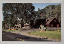 Postcard Old Deerfield Massachusetts Country Store Exterior Pumpkins Corn Stalks