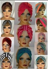 Variety of Stripe Colors/Weights in Stretch Turbans Chemo Hijab Hat Cap