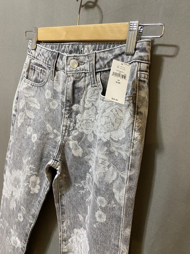 NWT GAP Girls Zip Front Mid-Rise Cotton Floral Girlfriend Jeans SZ 10 Slim Gray - Picture 6 of 11
