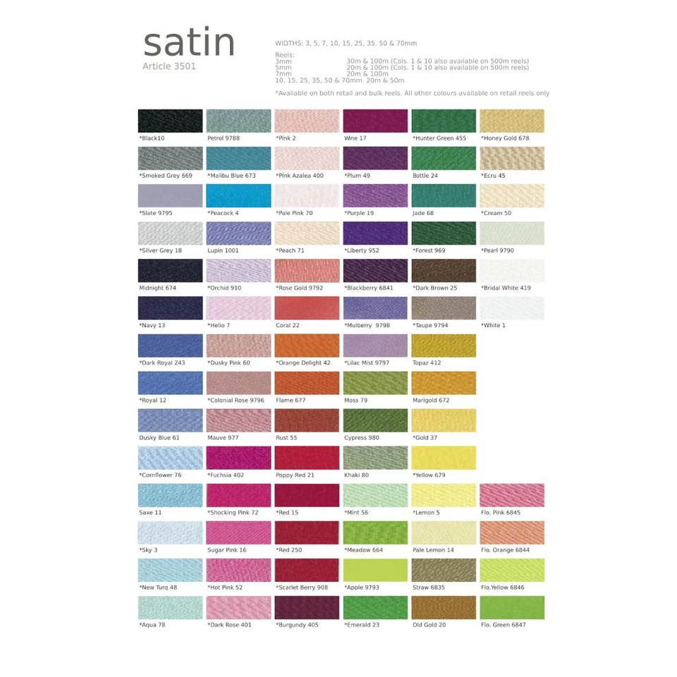 Berisfords Double Satin Ribbon Widths 3 7 10 15 25 35 50mm - Image 3 of 4