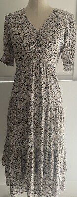 BASH MIDI DRESS Tri Color Dotted Dress Sz1 