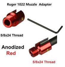 Ruger 1022 10-22 Muzzle Brake Adapter 5/8x24 Thread Tri Lock Screw Anodized Red