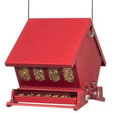 Red House Bird Feeder, Backyard Patio Garden Decor, Squirrel Resistant