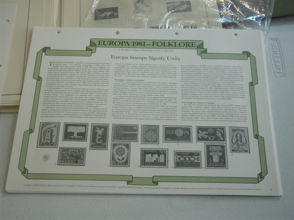 Reader's Digest First Day Cover Stamp Collection Europa Folklore Pages 1981 Vtg - Image 2 of 4