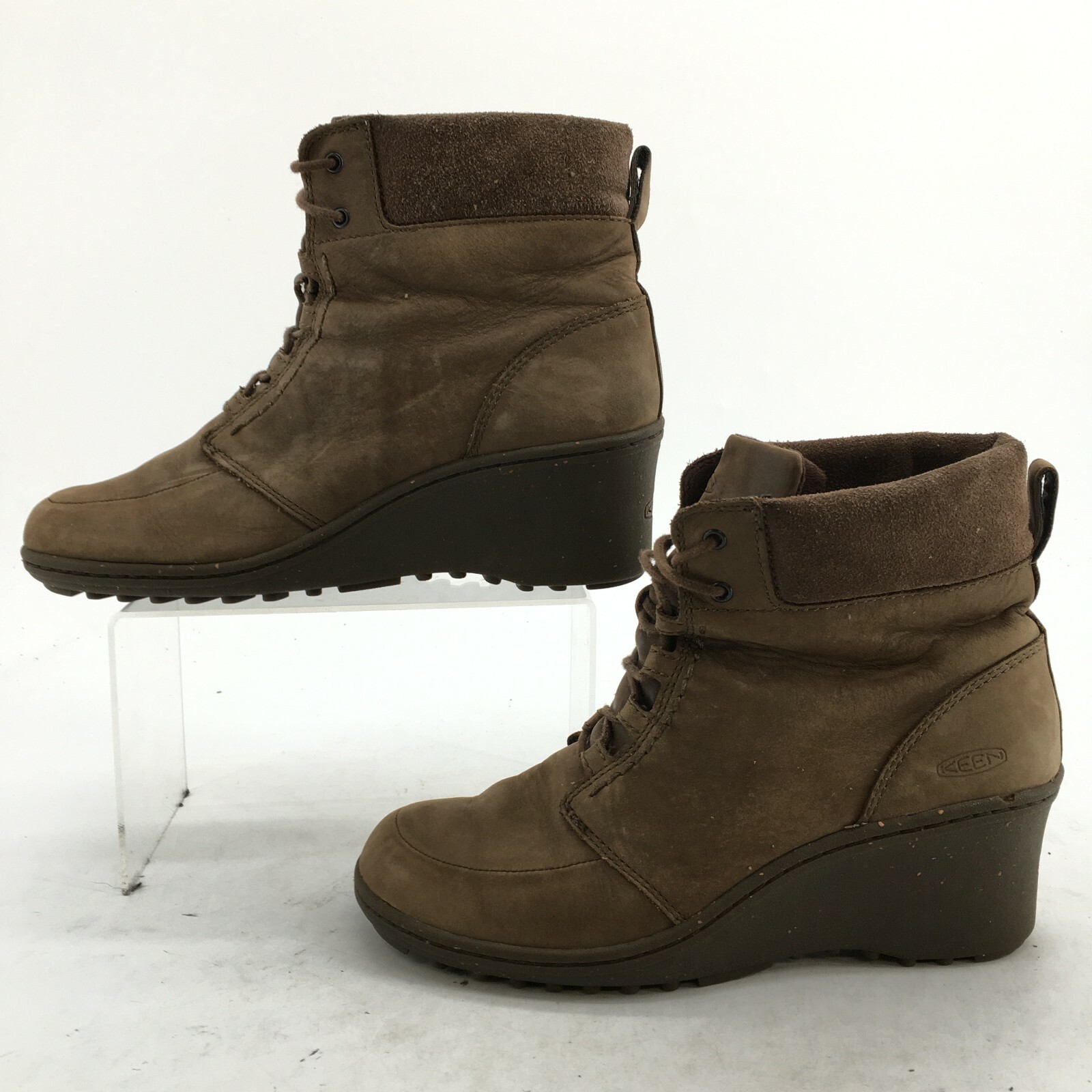 Ankle Wedge Boots Booties Brown Leather 