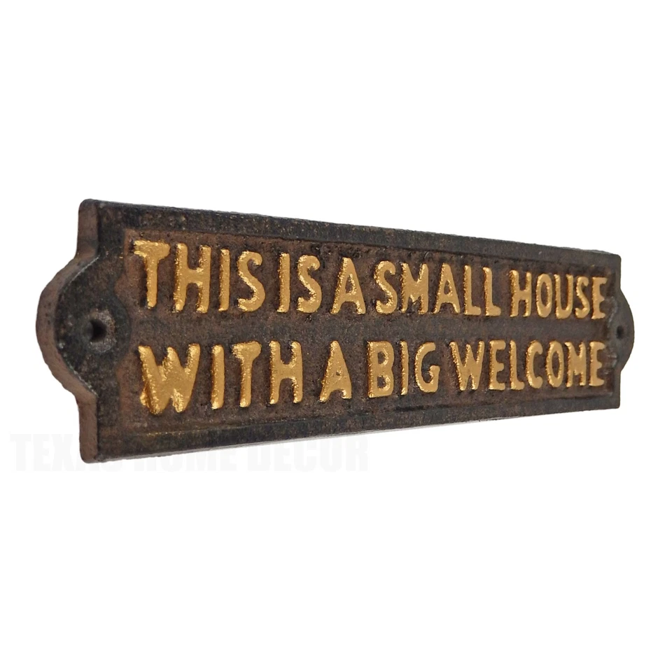 Cast Iron Small House Big Welcome Front Porch Decor Sign Rustic Brown 8.25 in - Image 2 of 4