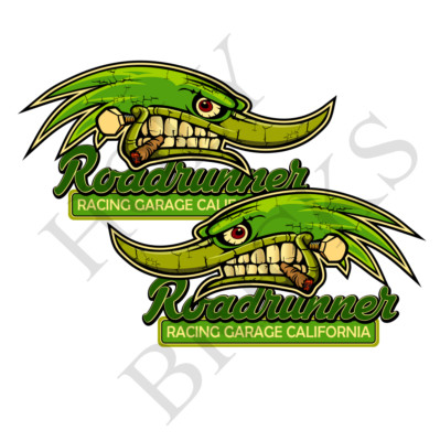10cm 2er Set Roadrunner Race  Oldschool Aufkleber Hot Rod US Cars Sticker V8