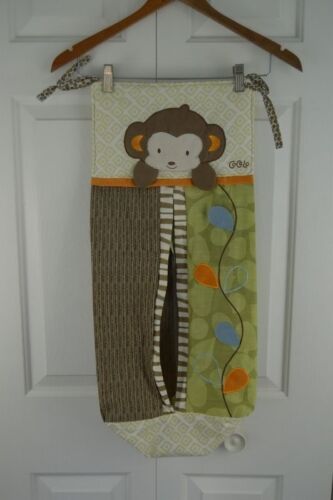 CoCaLo Baby Azania Diaper Stacker & Crib Skirt Monkey Jungle Green Brown Nursery - Picture 1 of 12