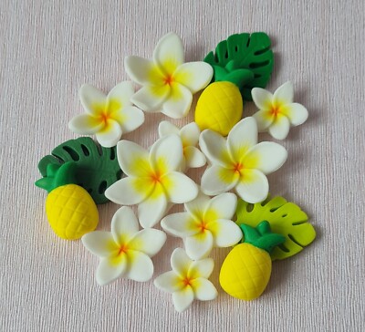 Plumeria Monstera Ananas Tropical Hawaiian Party Kuchen Cupcake Deko