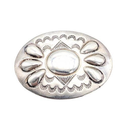 Vintage Sterling Silver Southwestern Stampwork Brooch
