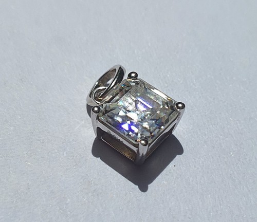 14K White Gold Asscher Cut Quality 1ct White Moissanite Pendant - Picture 10 of 15