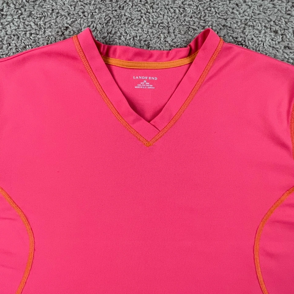 Camiseta deportiva LANDS END rosa atlética cuello en V para mujer 2X 20W 22W manga corta Foto 4 de 4