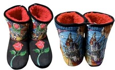 Disney HOT TOPIC La Bella y la Bestia Zapatilla Bota Príncipes M 7-8 Felpa Vidrieras