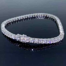 5Ct Round Cut VVS1/D Moissanite Womens Tennis Bracelet 14k White Gold Plated 7"