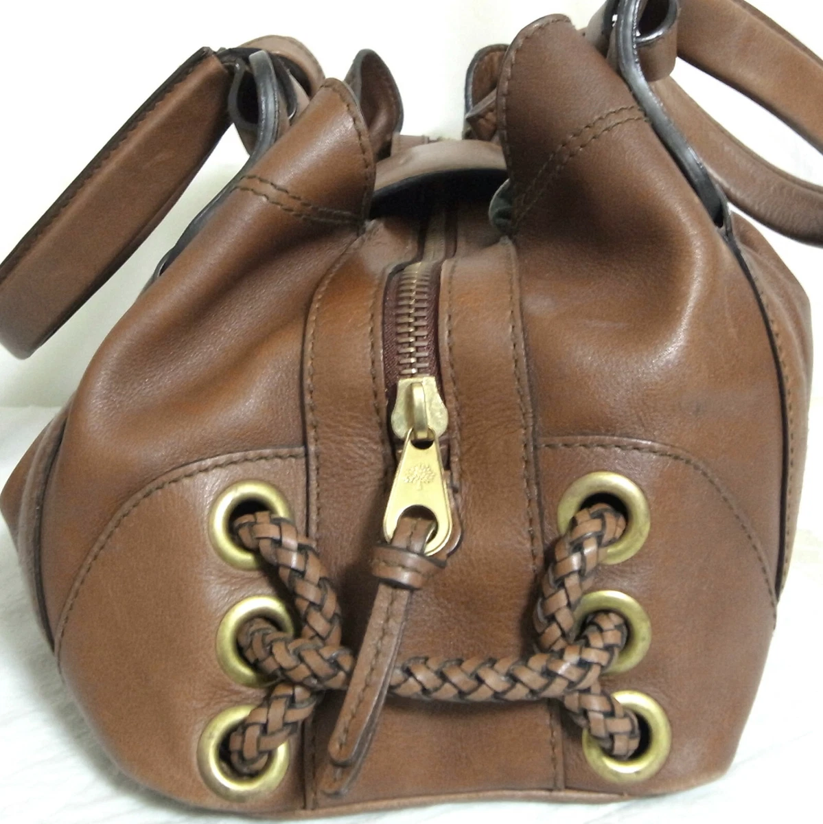 Authentic Mulberry Brown Leather Turn Lock Hand Bag Purse Vintage Made in  Turkey