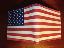 LEATHER FLAG WALLET - US - Texas - Old Glory - Cowboy - Pesos