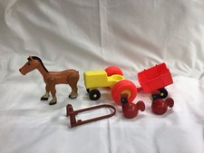Vintage Fisher Price Little People Farm Accessories Lot Rooster Horse Tractor