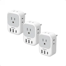TESSAN European Travel Plug Adapter USB C 3 Pack, US to Europe Plug Adaptor with