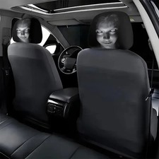2pcs Car Scary Mask Face Headrest Cover Costume Front Seat Protector Decoration
