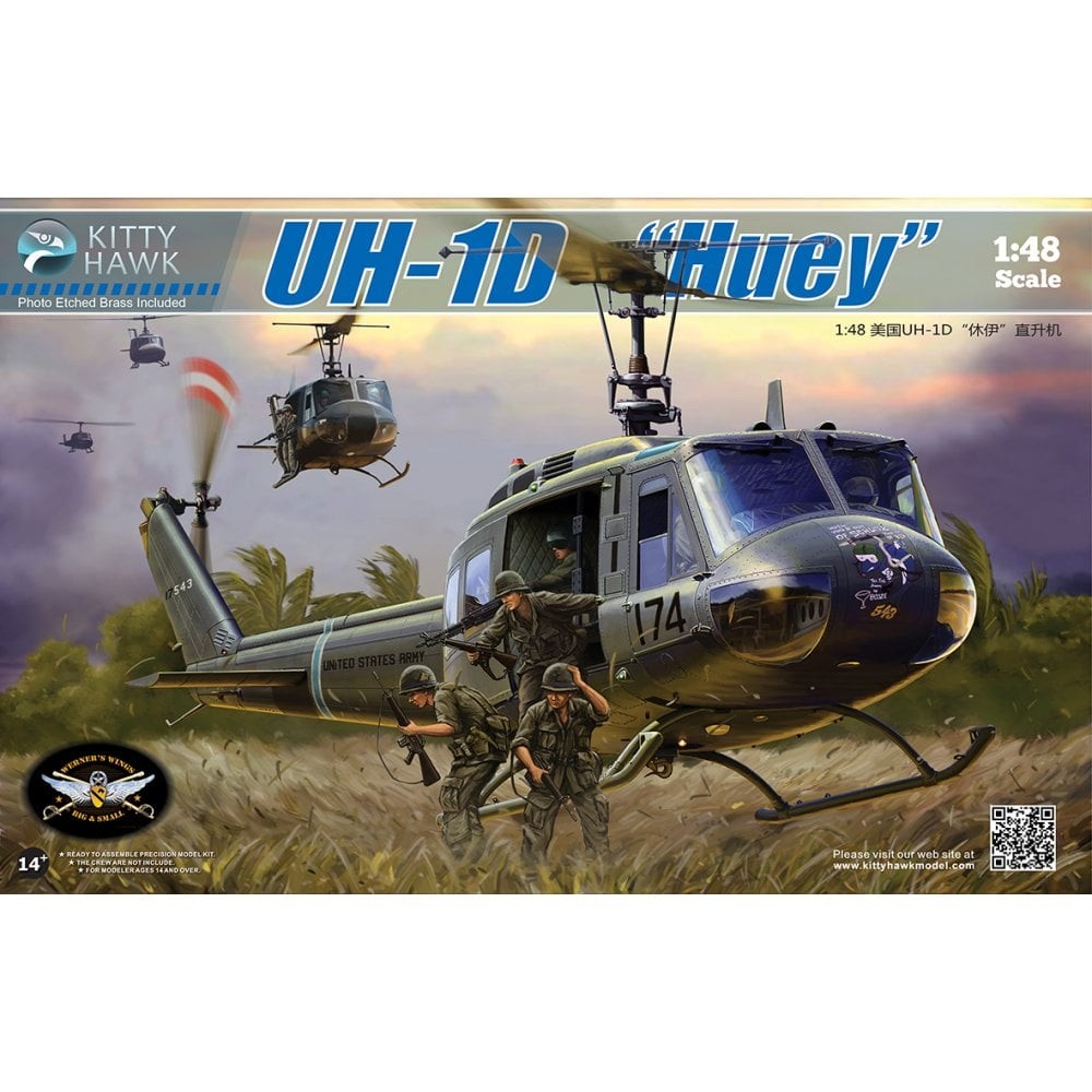 Kitty Hawk 1:48 UH-1D Huey Helicopter Model Kit KH80154