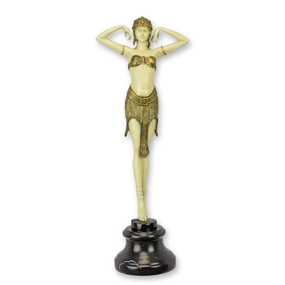 Bronze Woman Sculpture Cabaret Statue Con Brio Art Lady Dancer Female Rare Decor
