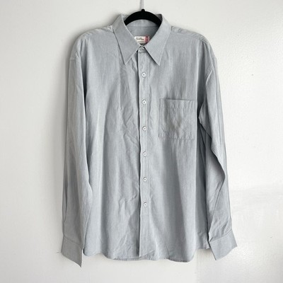 Edwin Red Label Concept Jeans Men's Button Front Shirt Light Blue Gray Japan L
