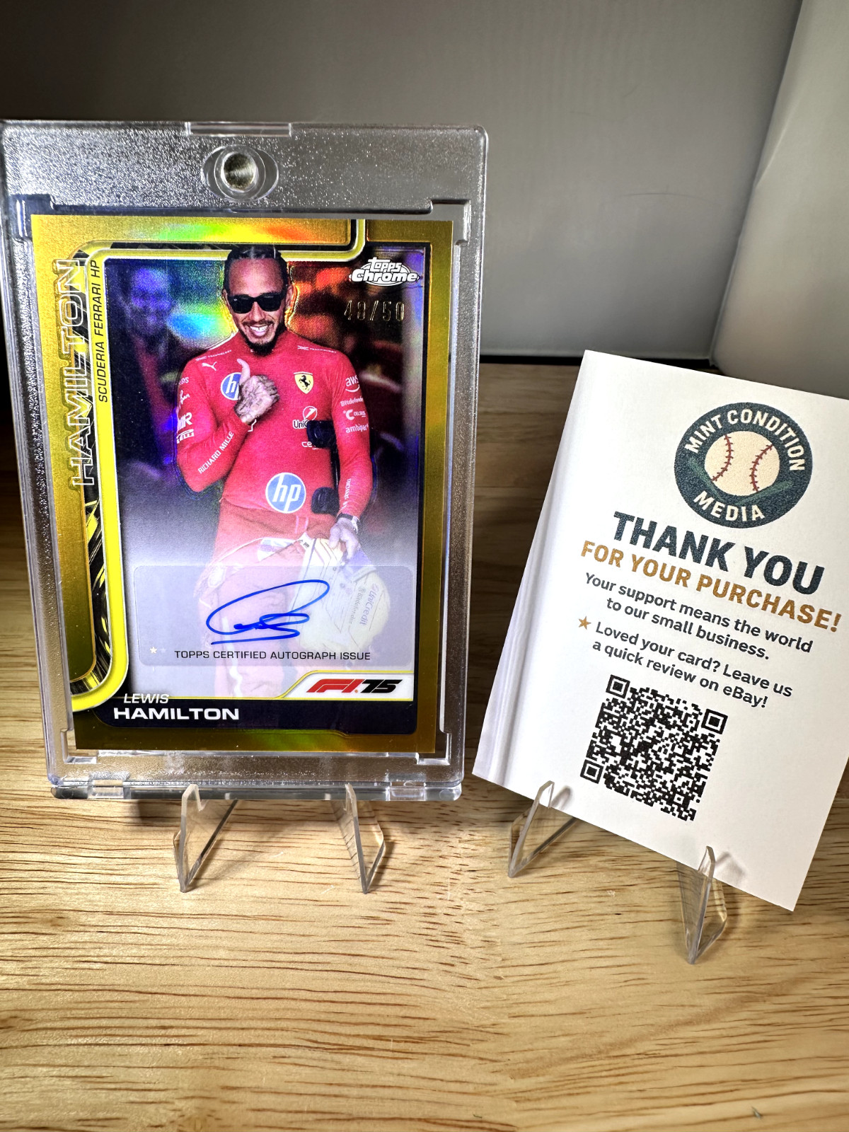 2025 Topps Chrome F1 Lewis Hamilton True Gold Auto /50 1st Yr Ferrari
