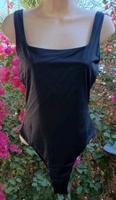 Shein Women's Size 6 Black Stretchy Sleeveless Bodysuit New NWT Snap Crotch