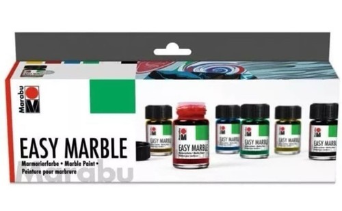 Marabu Easy Marble Art Paint Box Starter Set of 6 Colors 15ml Jars from Germany