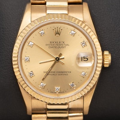 純正 ROLEX DATEJUST 68278 YG コマ FZ8642 Presidential Rolex Datejust 68278 18K Gold Watch 31mm Factory
