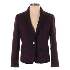 NWT Ann Taylor Burgundy Tweed Blazer 4 Academia Classic Gold Button Lined Jacket