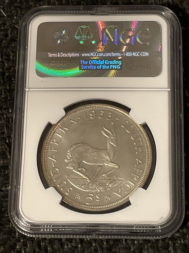 1953 SOUTH AFRICA SILVER 5 SHILLINGS NGC PL 66 . - Picture 2 of 2