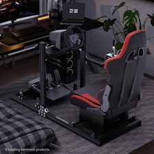 Hottoby Aluminum Racing Sim Cockpit With Red & Black Seat Fits Thrustmaster