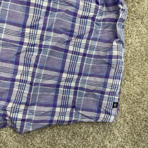 Camisa con botones Chaps para hombre talla XL púrpura a cuadros lino algodón manga corta - Imagen 4 de 13