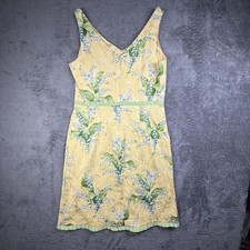 Vintage Positive Attitude Floral Jacquard Dress Yellow Petite 12 Cottagcore