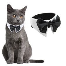 1 Piece White Tux Dog Bowtie, Neck 11.02-12.01, Adjustable, Small, Cats