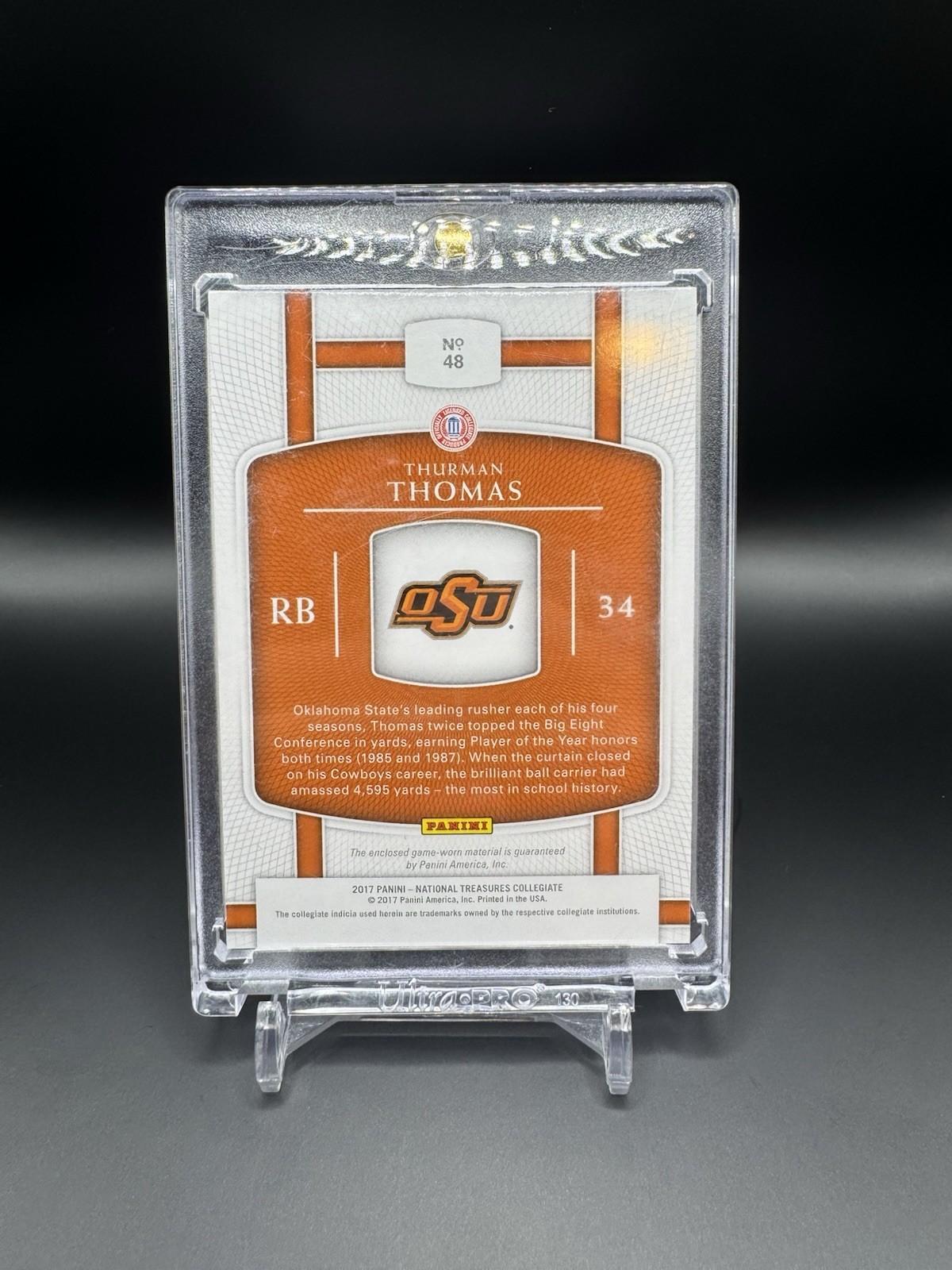 Panini 2017 National Treasures Collegiate Thurman Thomas 1/1 Patch #48 OSU view 5