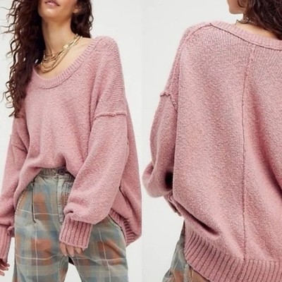 Free People Women's Alpine Rose Long Sleeve Brookside Tunic Sweater Sz M