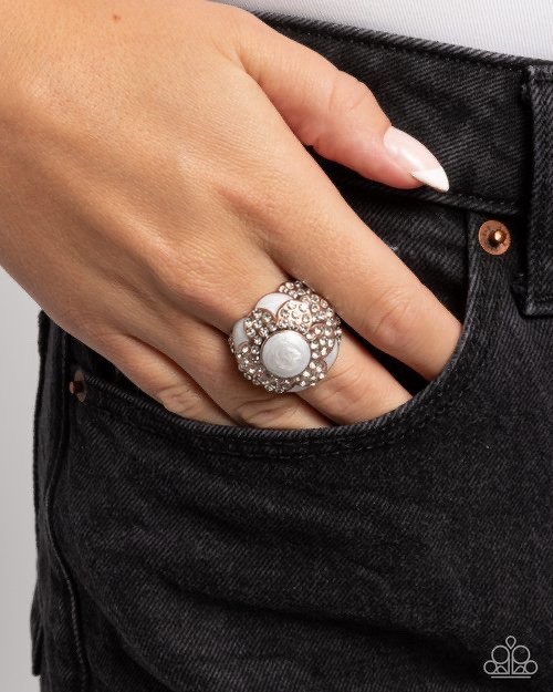 New Paparazzi Jewelry -Pearly Podium Ring-Copper