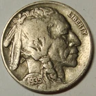 1935 5c Buffalo Nickel Coin #242 Fine 1/2 Horn Free Shipping