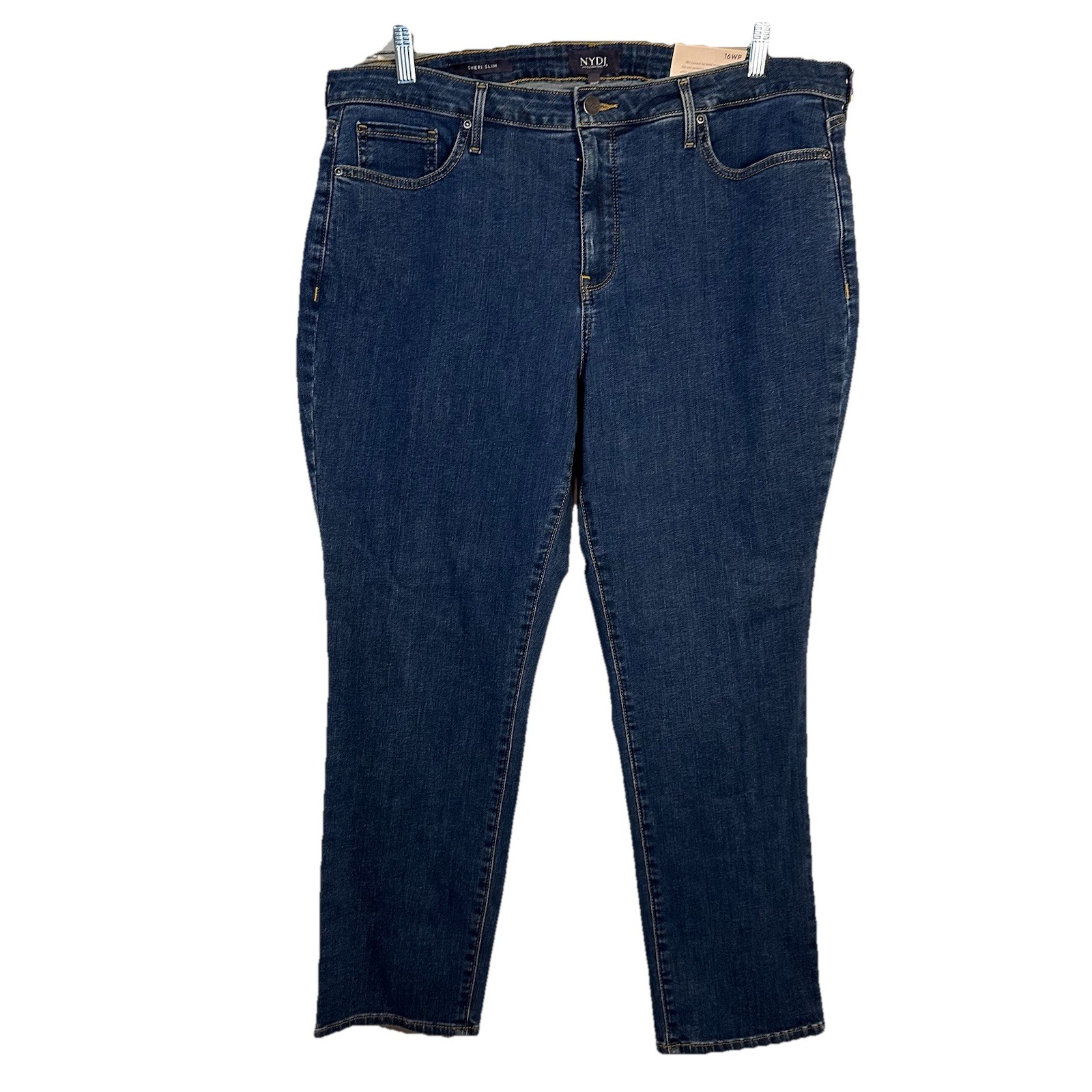 Size 16wp Petite Sheri Slim Batik Blue Dark Wash Lift Tuck