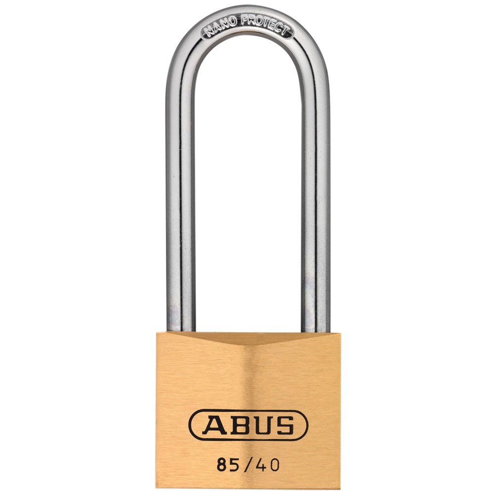 ABUS 85/40mm Brass Padlock 63mm Long Shackle Carded