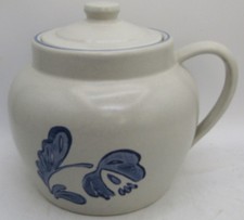 Pfaltzgraff Yorktowne Bean Pot Single Handle Blue Gray Stoneware 70
