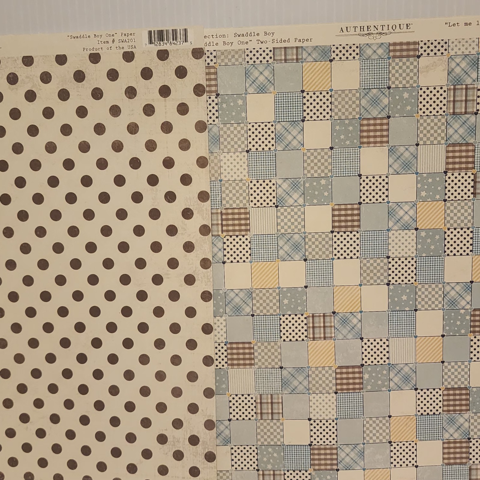 Authentique SWADDLE Baby Boy Collection Kit 12x12 Scrapbook Paper