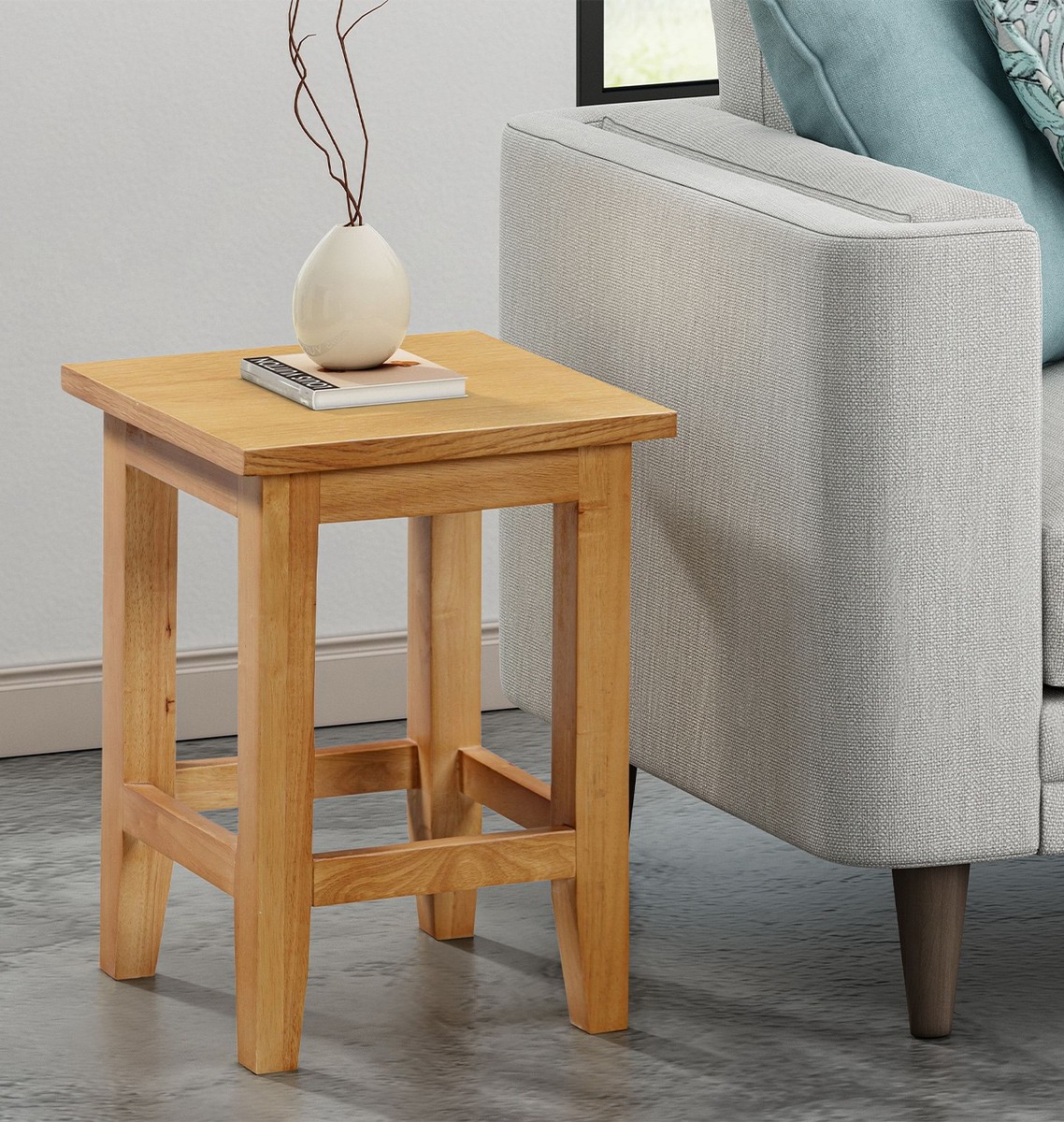 Small Side Table, Wooden Oak Veneer Coffee/Occasional Table, Bedside Lamp  Stand