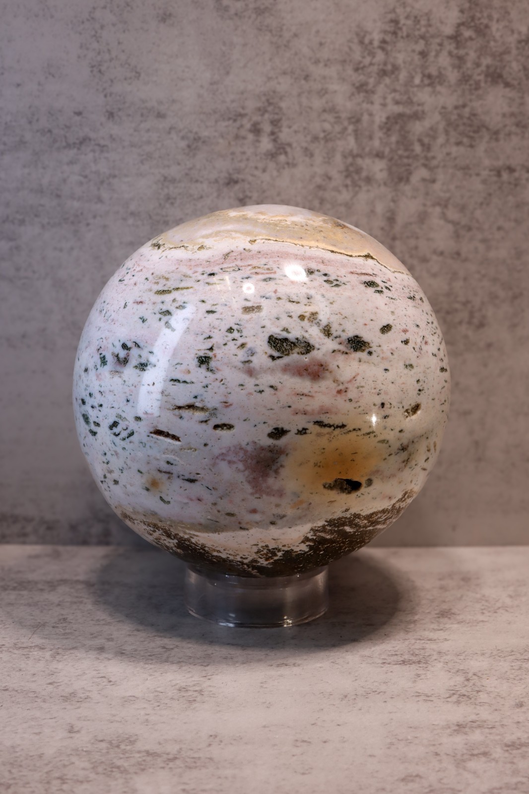 Ozean Jaspis Kugel Weiß XL ⌀ 10,8 cm Mineral Kristall