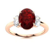 Throat Chakra Garnet Stone 925 Sterling Silver Three-Stone Ring Jewelry
