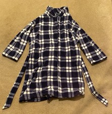Nautica Men s Bathrobe OSZ Onesize Navy Blue And White Plaid/ Flannel Colors